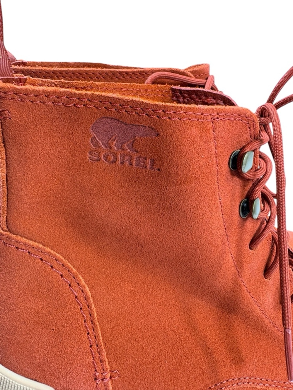 Sorel Waterproof Suede Lace Up Boots Women’s 10 Rust Orange Platform Lug Sole - Picture 2 of 12
